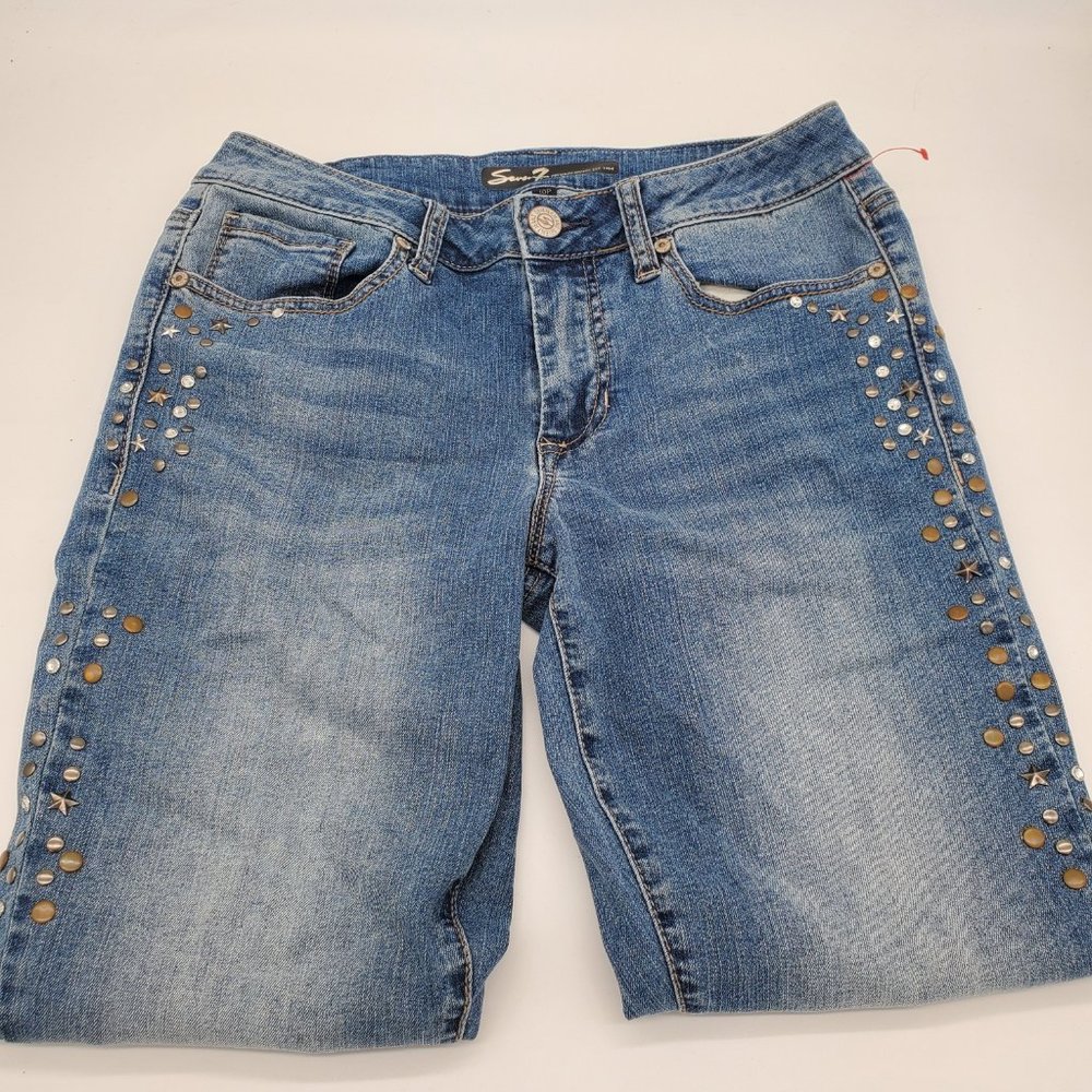 Sz 10P Seven7 Star Studded Skinny Jeans